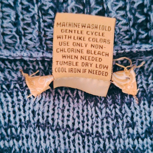 Fresh Womens XL Cardigan Blue Marled Knit Long Sleeve Sweater Work Office Casual - Picture 8 of 8